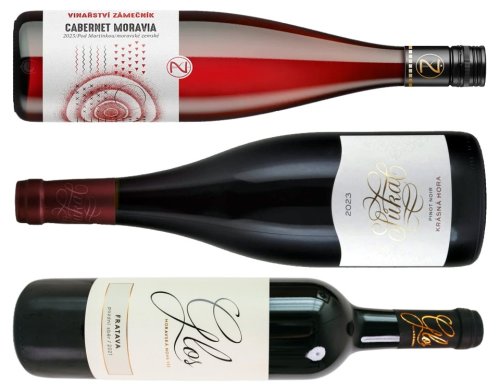 Cabernet Moravia Vinařství Zámečník, Pinot Noir Milana Sůkala a Fratava Vinařství Glosovi Cabernet Moravia Vinařství Zámečník, Pinot Noir Milana Sůkala a Fratava Vinařství Glosovi