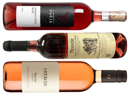 Rosé Zweigeltrebe Vinařství Fučík, Cabernet Moravia a Frankovka Rodinného vinařství Novák a Tercie od Víno J. Stávek Rosé Zweigeltrebe Vinařství Fučík, Cabernet Moravia a Frankovka Rodinného vinařství Novák a Tercie od Víno J. Stávek