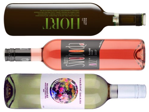 Ryzlink rýnský Vina Hort, André rosé Vinařství Svoboda a Rulandské bílé Vinařství Salajka Ryzlink rýnský Vina Hort, André rosé Vinařství Svoboda a Rulandské bílé Vinařství Salajka