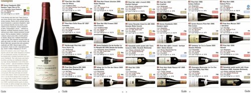 Vybrané strany z výsledků Prague Wine Trophy 2009. Ani vítěz odrůdy Pinot noir na 90 bodů nedosáhl, spousta známých burgundských apelací zůstala mnohem níže. V současnosti přitom patří porotci této soutěže k vůbec nejštědřejším hodnotitelům.  katalog vín