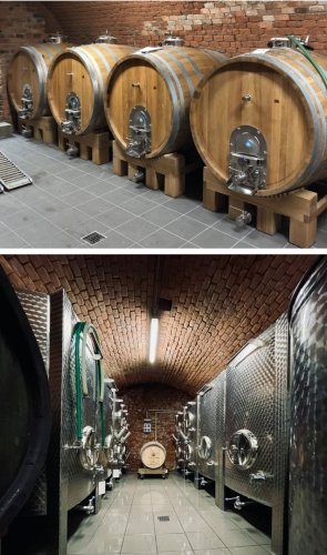 Vnitřní zařízení sklepa se poslední dobou výrazně modernizuje. V roce 2019 to byly nové dřevěné sudy, letos nerezové tanky (foto: facebook @vinarstvi)