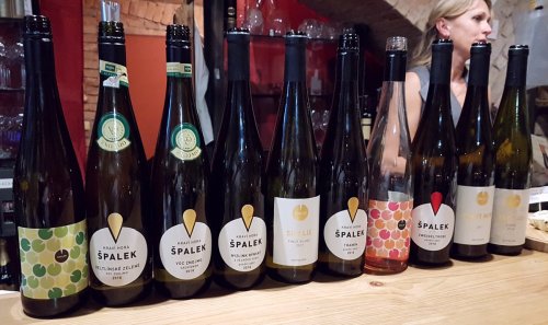 Sestava vín z degustace v brněnské Vinné galerii (v pozdadí paní domácí Martina Vicanová) Sestava vín z degustace v brněnské Vinné galerii (v pozdadí paní domácí Martina Vicanová)