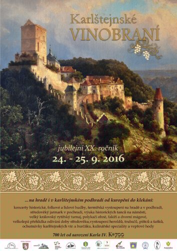 Vinobraní na Karlštejně Vinobraní na Karlštejně - pozvnáka s fotkou hradu a textem