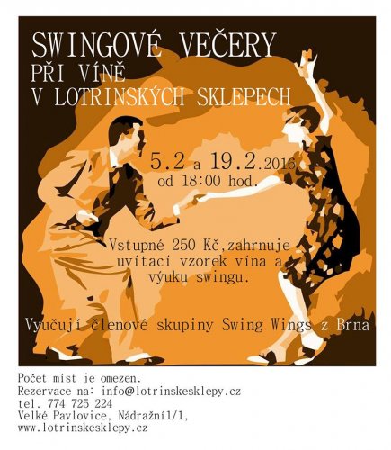 Pozvánka na swingové večery ve Vinných sklepech Františka Lotrinskéh Pozvánka na swingové večery ve Vinných sklepech Františka Lotrinského