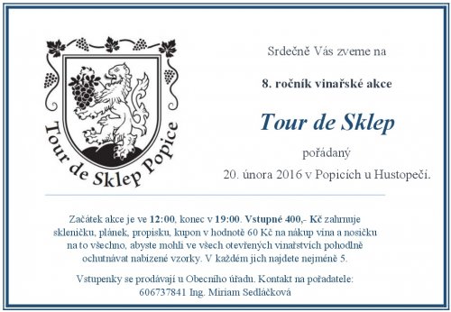 Tour de Sklep Popice - pozvánka Tour de Sklep Popice - pozvánka