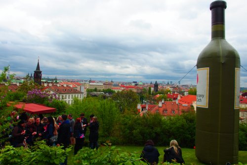 Návštěvníci akce Svátek růžových vín - lidé na dekách