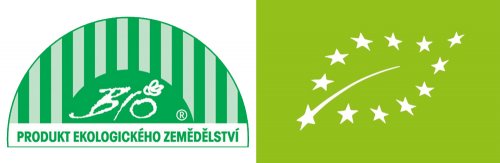 Logo pro produkt ekologického zemědělství, kterým se označují biopotraviny v ČR (vlevo). Logo EU pro ekologickou produkci (vpravo). Tím se označují biovína a biopotraviny vyrobené v rámci EU podle nařízení 203/2012 ze dne 9. 3. 2012, které stanovuje nová prováděcí pravidla k předešlému nařízení 889/2008.