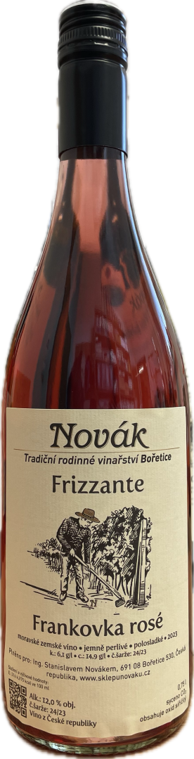 Fľaša vína Frankovka 2023, moravské zemské víno - perlivé (polosladké)