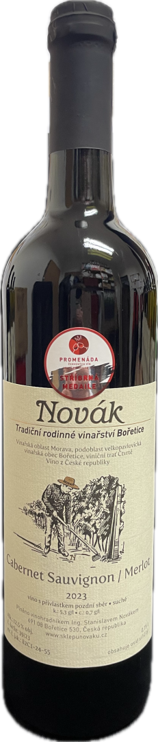 Fľaša vína Cuvée Cabernet Sauvignon Merlot 2023, pozdný sber (suché)