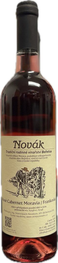 Fľaša vína Cuvé Cabernet Morávia/Frankovka 2024, pozdný sber (polosuché)
