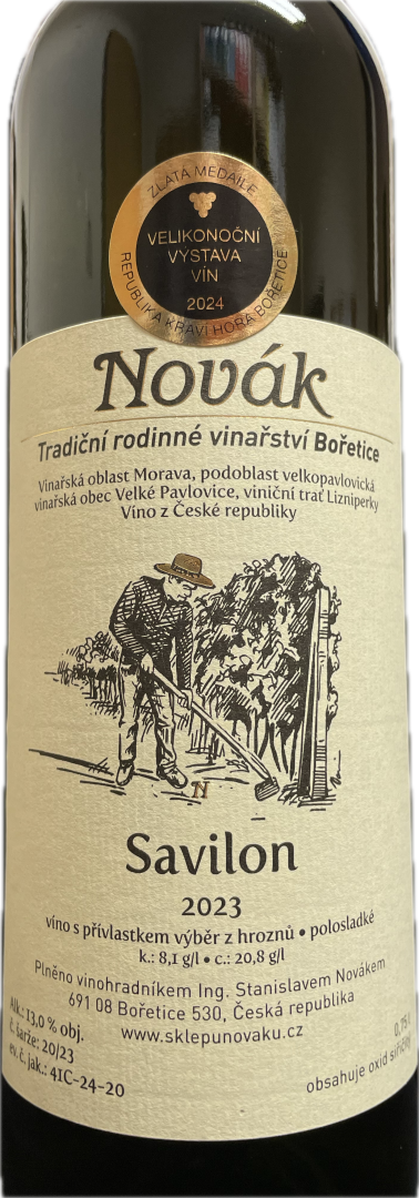 Fľaša vína Savilon 2023, výber z hrozna (polosladké)