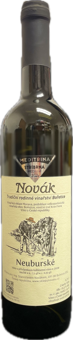 Fľaša vína Neuburské 2024, kabinetné víno (suché)