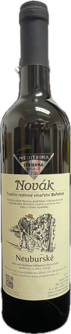 Fľaša vína Neuburské 2024, kabinetné víno (suché)