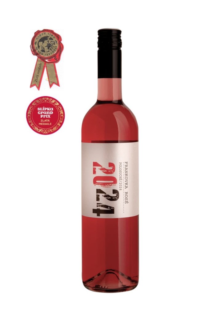 Fľaša vína Frankovka rosé 2024, moravské zemské víno (polosuché)