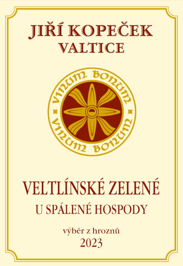 Fľaša vína Veltlínské zelené 2023, výber z hrozna (suché)
