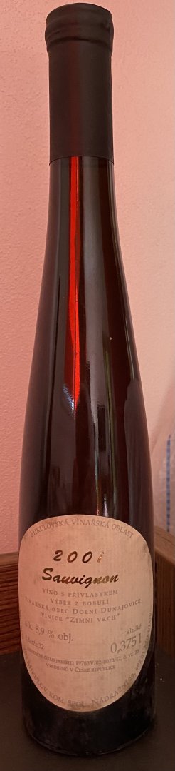Fľaša vína Sauvignon 2001, bobuľový výber (sladké)