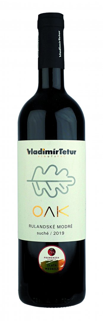 Fľaša vína Rulandské modré OAK 2019, výber z hrozna (suché)