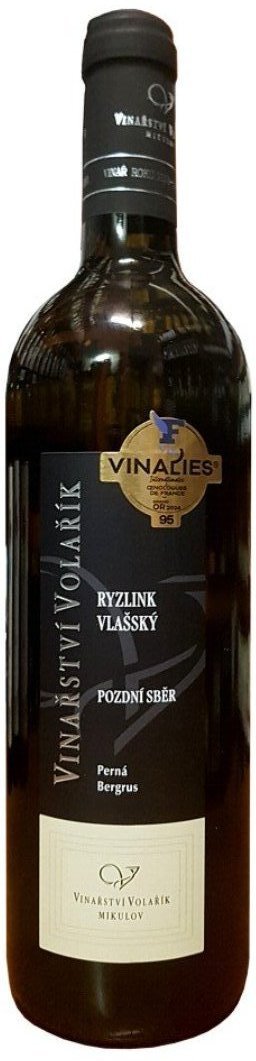 Fľaša vína Ryzlink vlašský 2022, pozdný sber (polosuché)