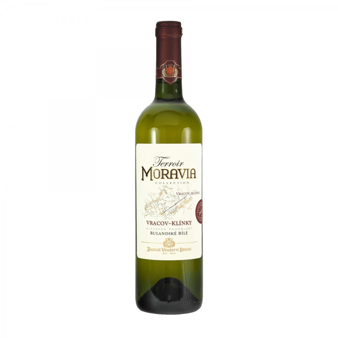 Fľaša vína Rulandské bílé, Terroir Moravia, Vracov, Klínky 2021, výber z hrozna (suché)