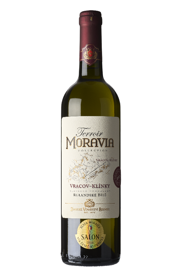 Fľaša vína Rulandské bílé, Terroir Moravia, Vracov, Klínky 2021, výber z hrozna (suché)