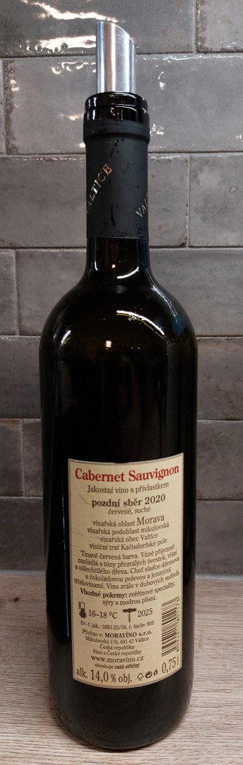 Fľaša vína Cabernet Sauvignon 2020, pozdný sber (suché)