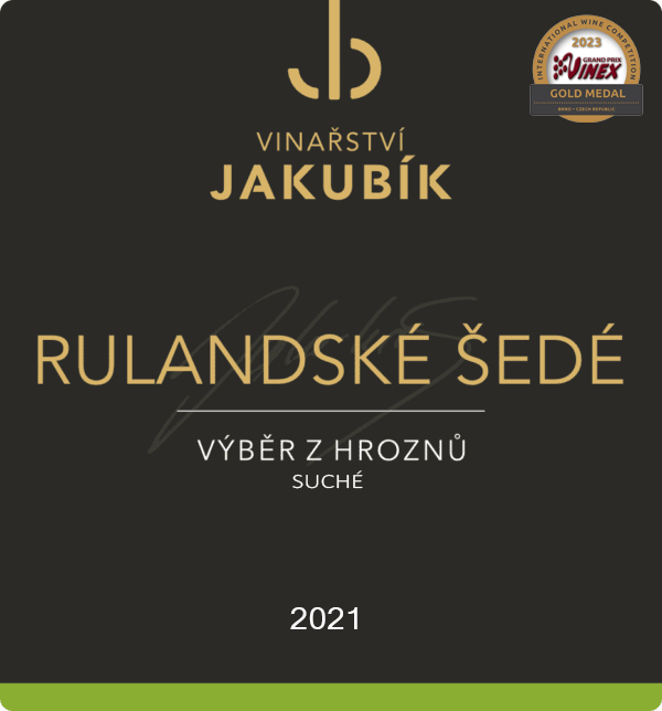 Fľaša vína Rulandské šedé 2021, výber z hrozna (suché)