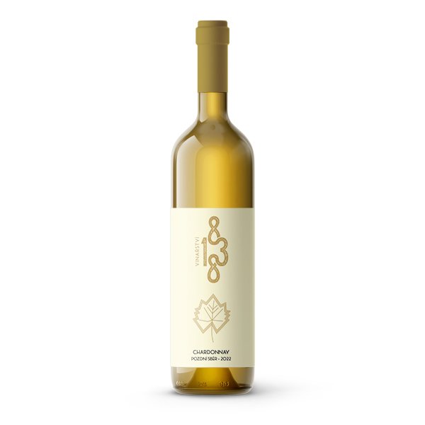 Fľaša vína Chardonnay 2022, pozdný sber (polosuché)