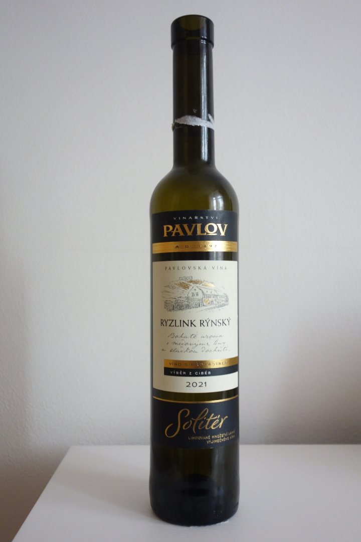 Fľaša vína Ryzlink rýnský 2021, cibébový výber (sladké)
