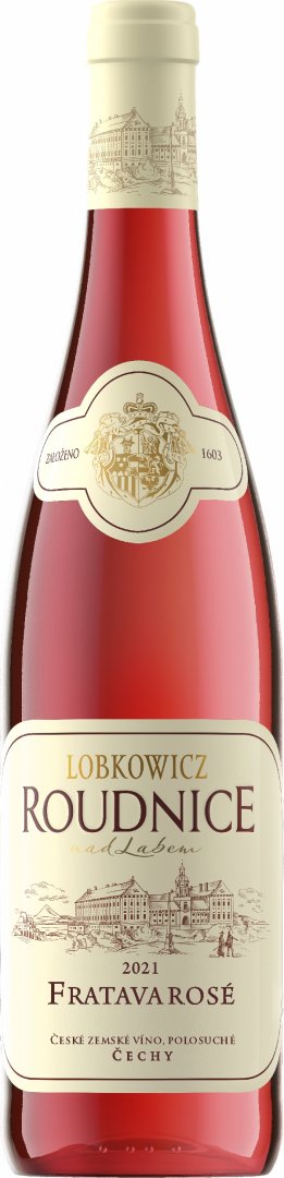Fľaša vína Fratava rosé 2021, zemské víno (polosuché)