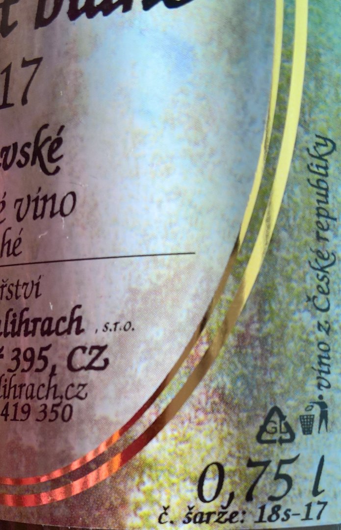 Fľaša vína Cabernet Blanc 2017, zemské víno (suché)