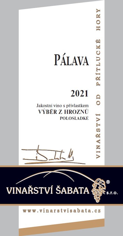 Fľaša vína Pálava 2021, výber z hrozna (polosladké)
