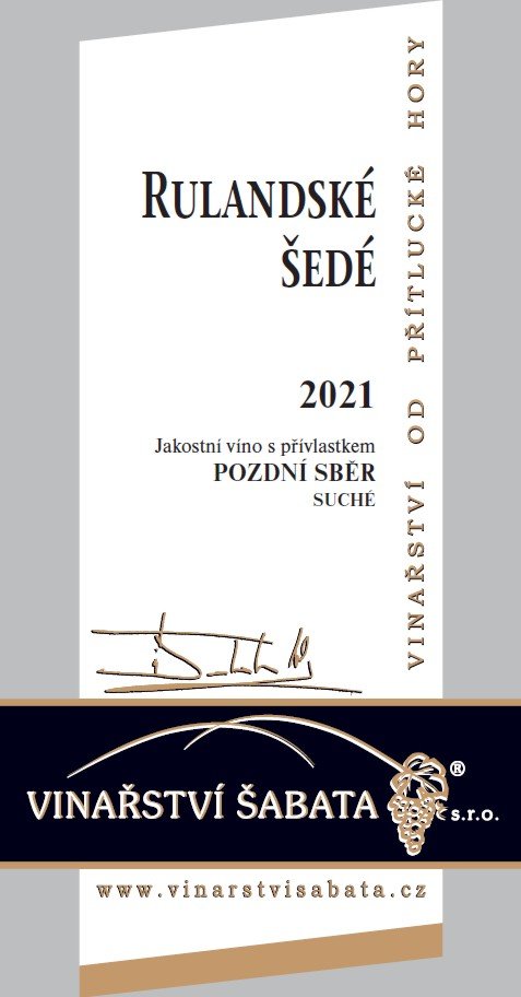 Fľaša vína Rulandské šedé 2021, pozdný sber (suché)