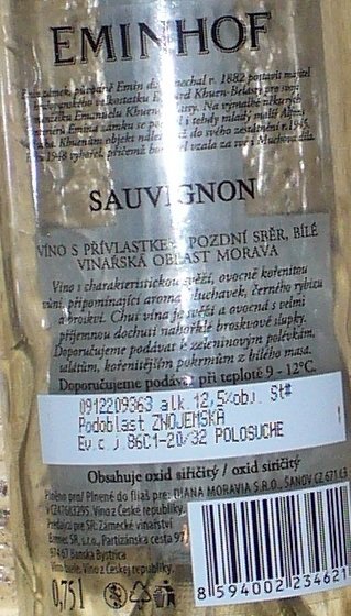 Fľaša vína Sauvignon 2019, pozdný sber (polosuché)