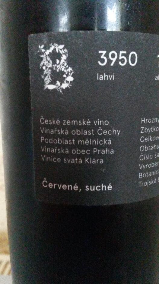 Fľaša vína Rulandské modré 2018, zemské víno (suché)