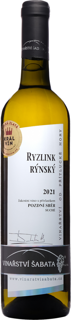 Fľaša vína Ryzlink rýnský 2021, pozdný sber (suché)