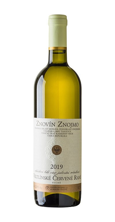 Fľaša vína Veltlínské červené rané 2019, akostné víno (suché)