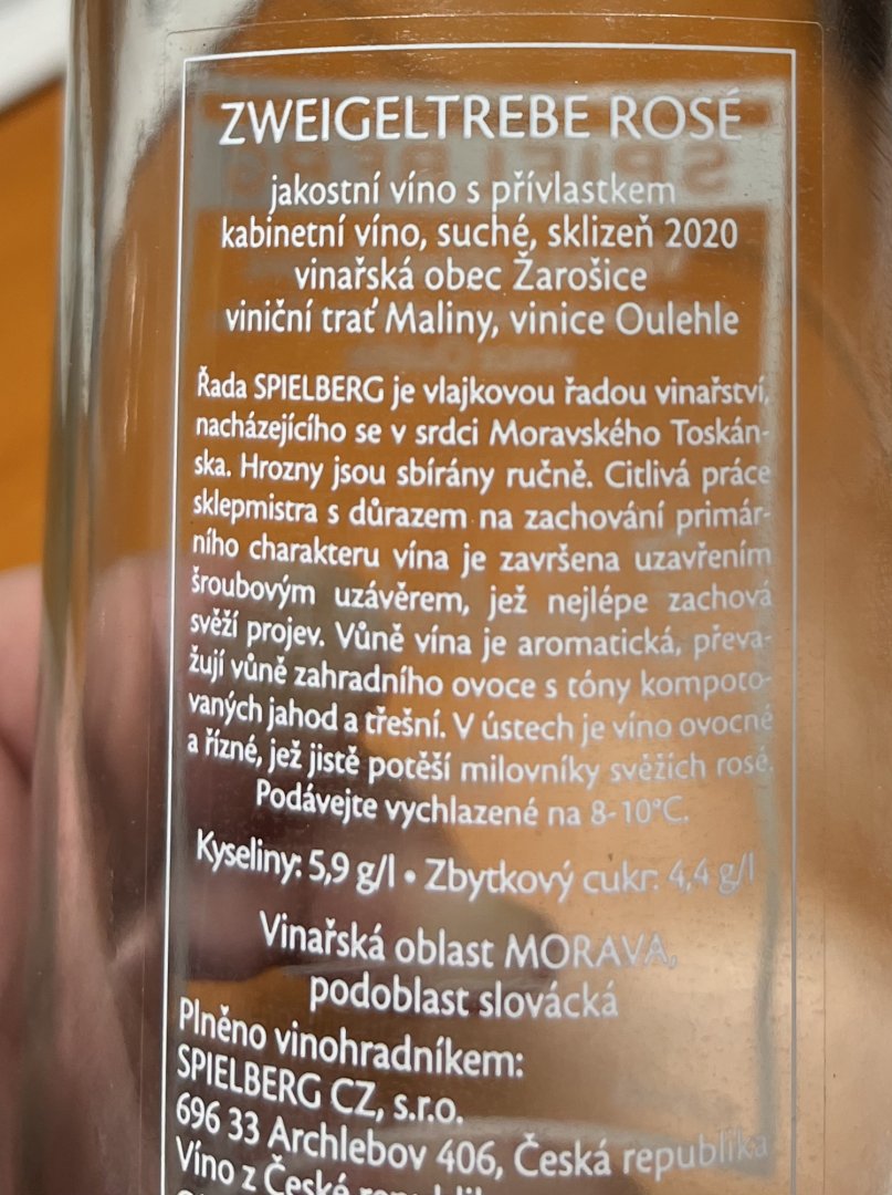 Fľaša vína Zweigeltrebe rosé 2020, kabinetné víno (suché)