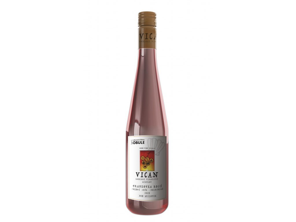 Fľaša vína Frankovka rosé 2020, pozdný sber (polosuché)