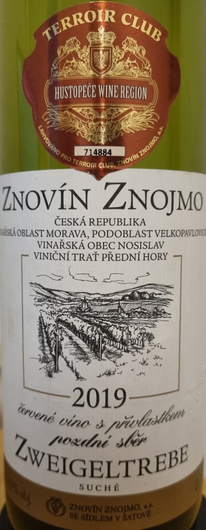 Fľaša vína Zweigeltrebe 2019, pozdný sber (suché)