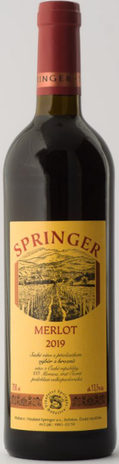 Fľaša vína Merlot 2019, výber z hrozna (suché)