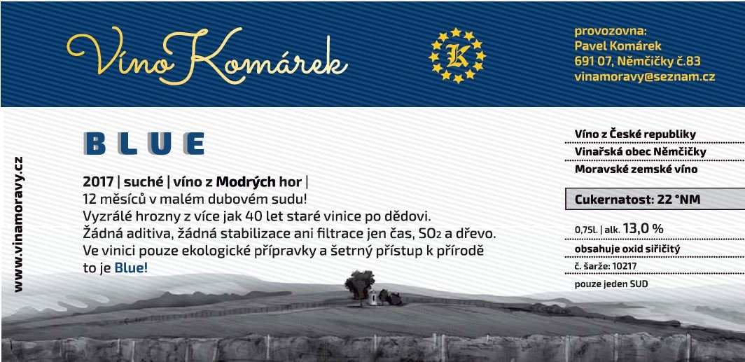 Fľaša vína BLUE 2017, zemské víno (suché)
