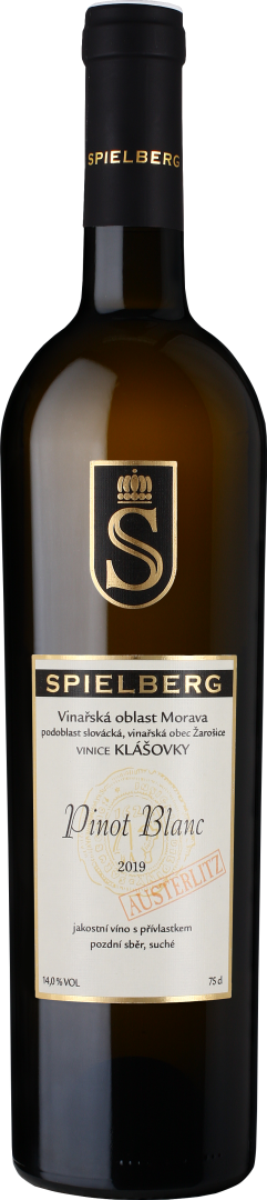 Fľaša vína Pinot Blanc AUSTERLITZ 2019, pozdný sber (suché)