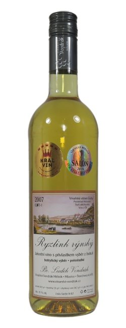 Fľaša vína Ryzlink rýnský botrytický sběr (0,75 l) 2007, bobuľový výber (polosladké)