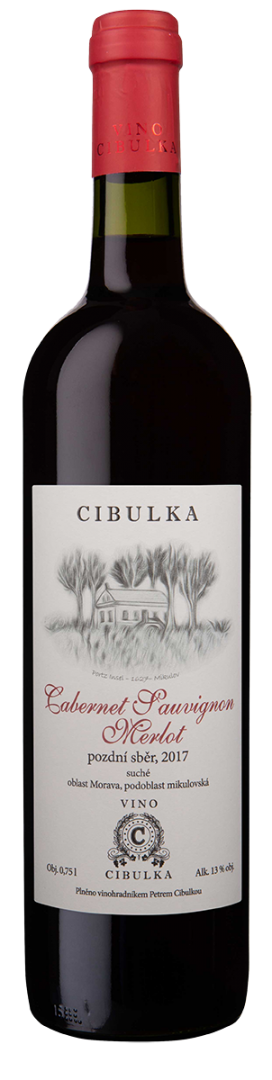 Fľaša vína Cabernet Sauvignon x Merlot 2017, pozdný sber (suché)