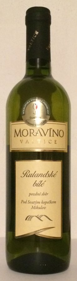 Fľaša vína Rulandské bílé 2019, pozdný sber (suché)