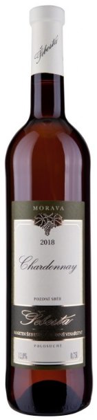 Fľaša vína Chardonnay 2021, pozdný sber (polosuché)