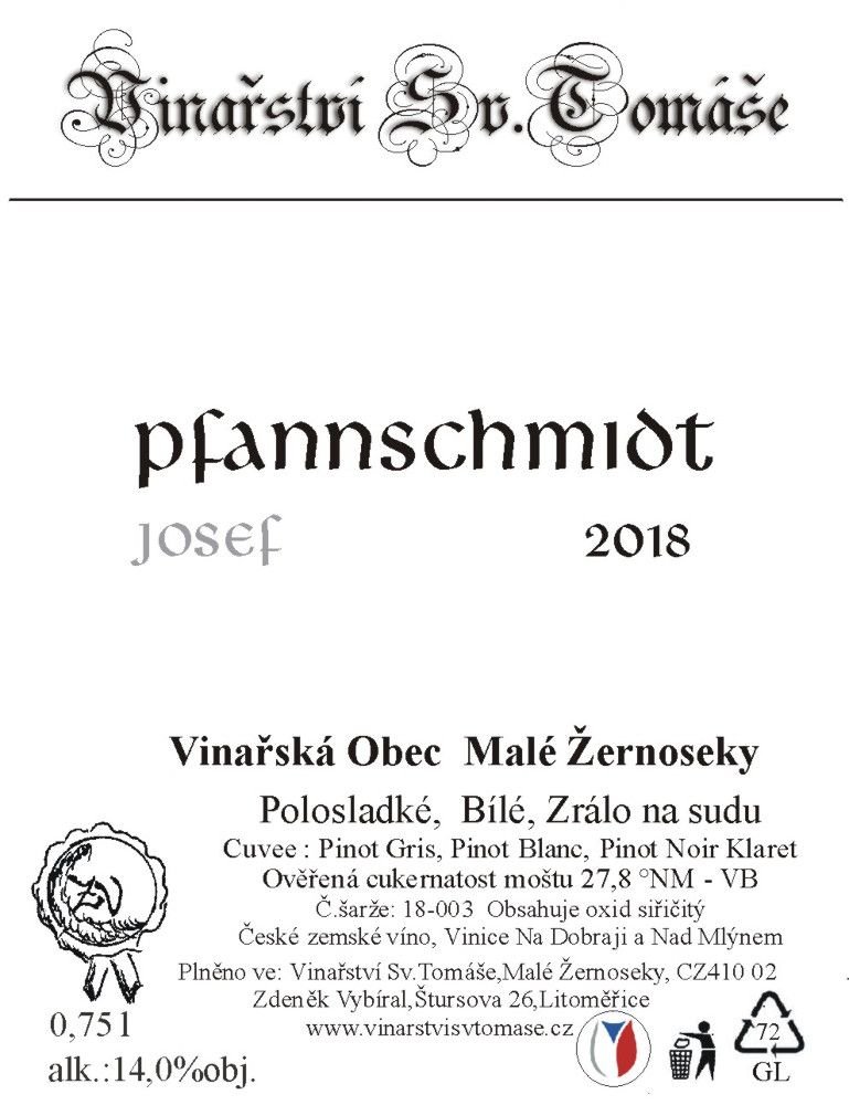 Fľaša vína Pfannschmidt 2018, zemské víno (polosladké)