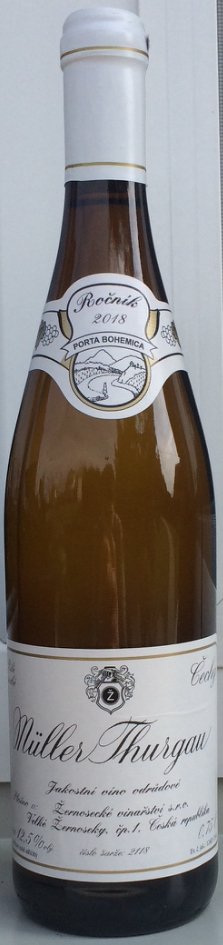Fľaša vína Müller Thurgau 2018, akostné víno (suché)