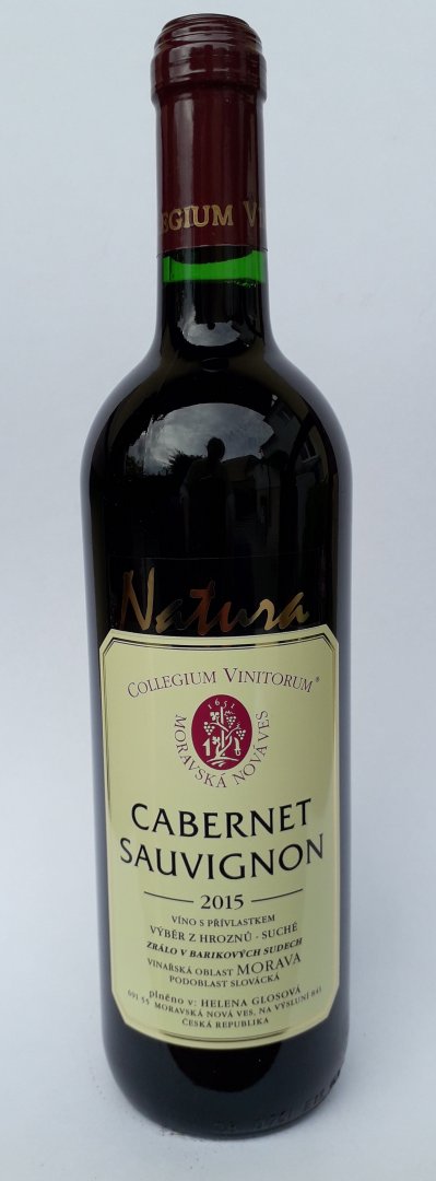 Fľaša vína Cabernet Sauvignon barrique (Natura) 2015, výber z hrozna (suché)