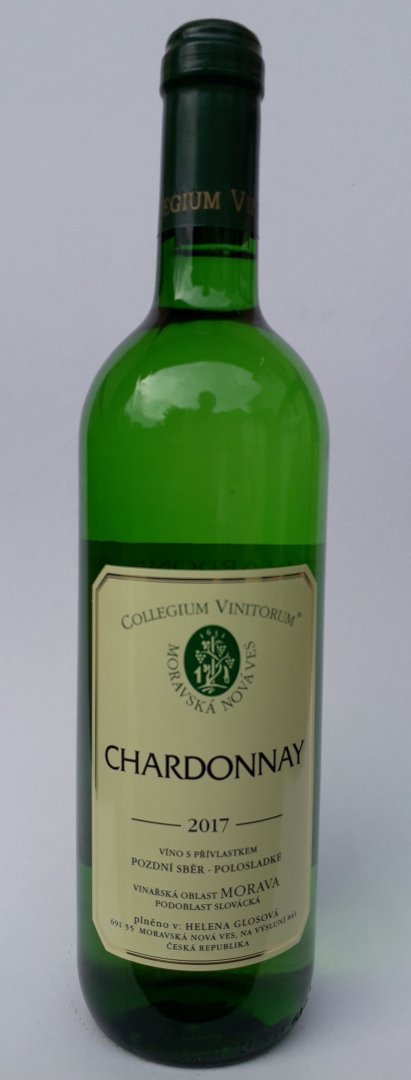 Fľaša vína Chardonnay 2017, pozdný sber (polosladké)